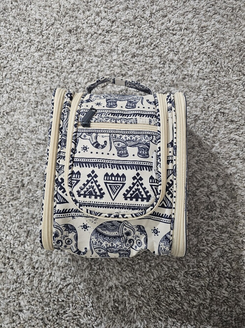 Cream & Navy Printed Women’s Cosmetic Bag